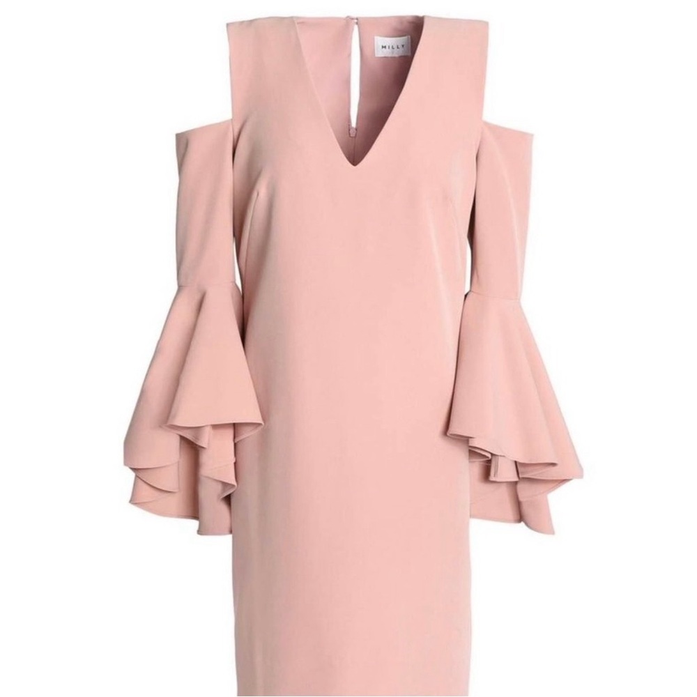 Milly Rachel Italian‎ Cady Bell-Sleeve Dress cold shoulder real housewives